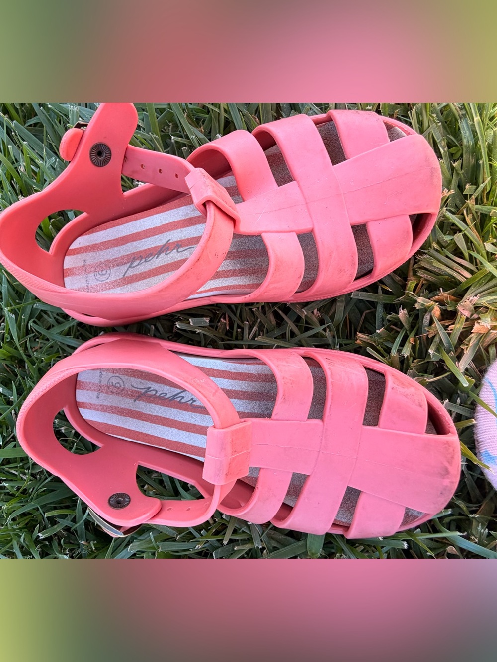 Girls Coral Pink Jelly Sandals with Ankle Strap